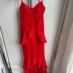 Lovers + Friends Red Ruffled Peplum Cocktail Dress